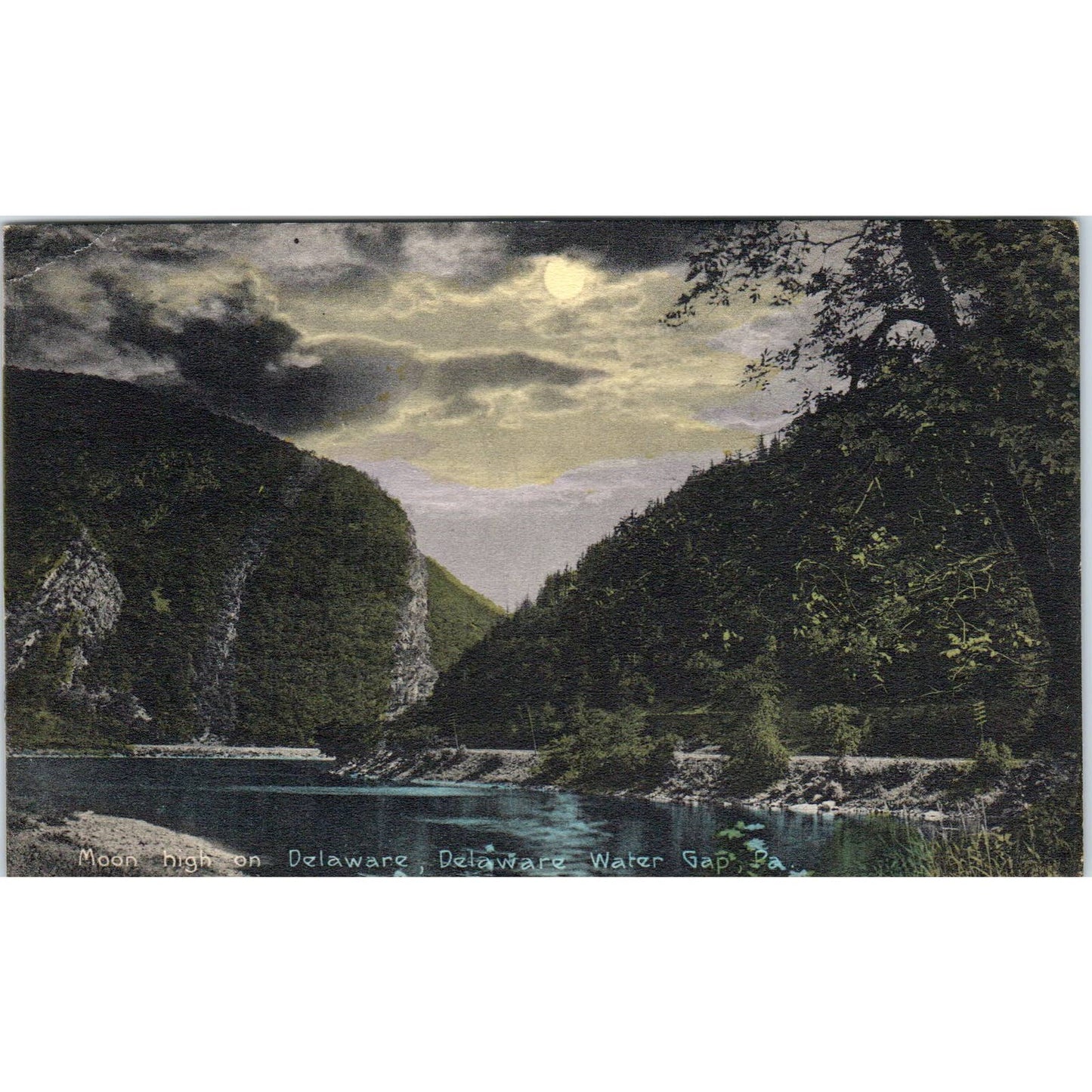 1911 Postcard Moon High on Delaware, Delaware Water Gap PA TD9-P1