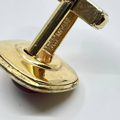 Vintage Anson Gold and Red Ruby Tone Cufflinks Cuff Links SC3