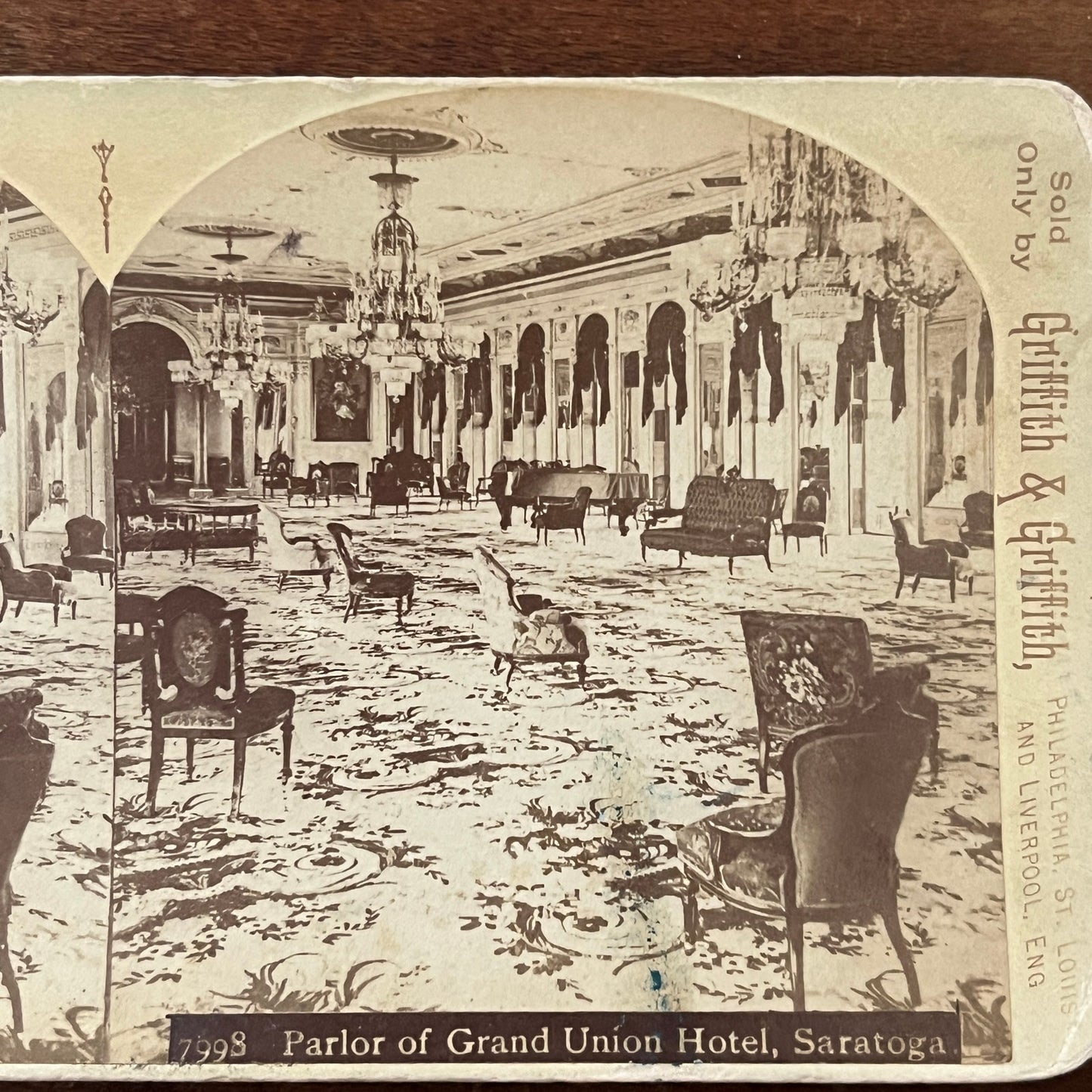 Parlor of Grand Union Hotel Saratoga Antique Stereoview Card H2-5