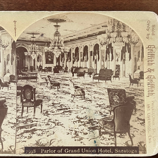 Parlor of Grand Union Hotel Saratoga Antique Stereoview Card H2-5