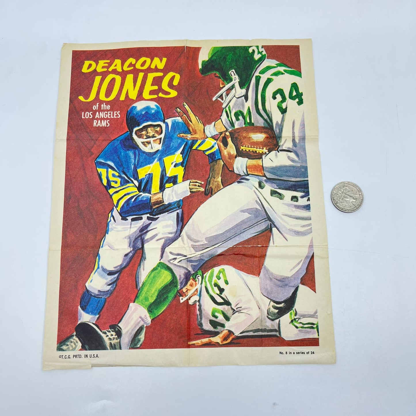 1970 Topps Football Pinup Poster 8X10- Deacon Jones - Los Angeles Rams- #75 AA7