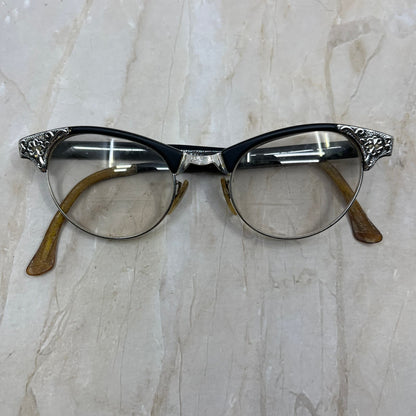 1950s Artcraft 4 1/2-5 3/4 Aluminum 12k GF Cat Eye Eyeglasses Frames TJ9G1-3