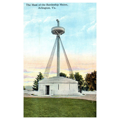 The Mast of the Battleship Maine Arlington VA - Original Postcard TJ8-5