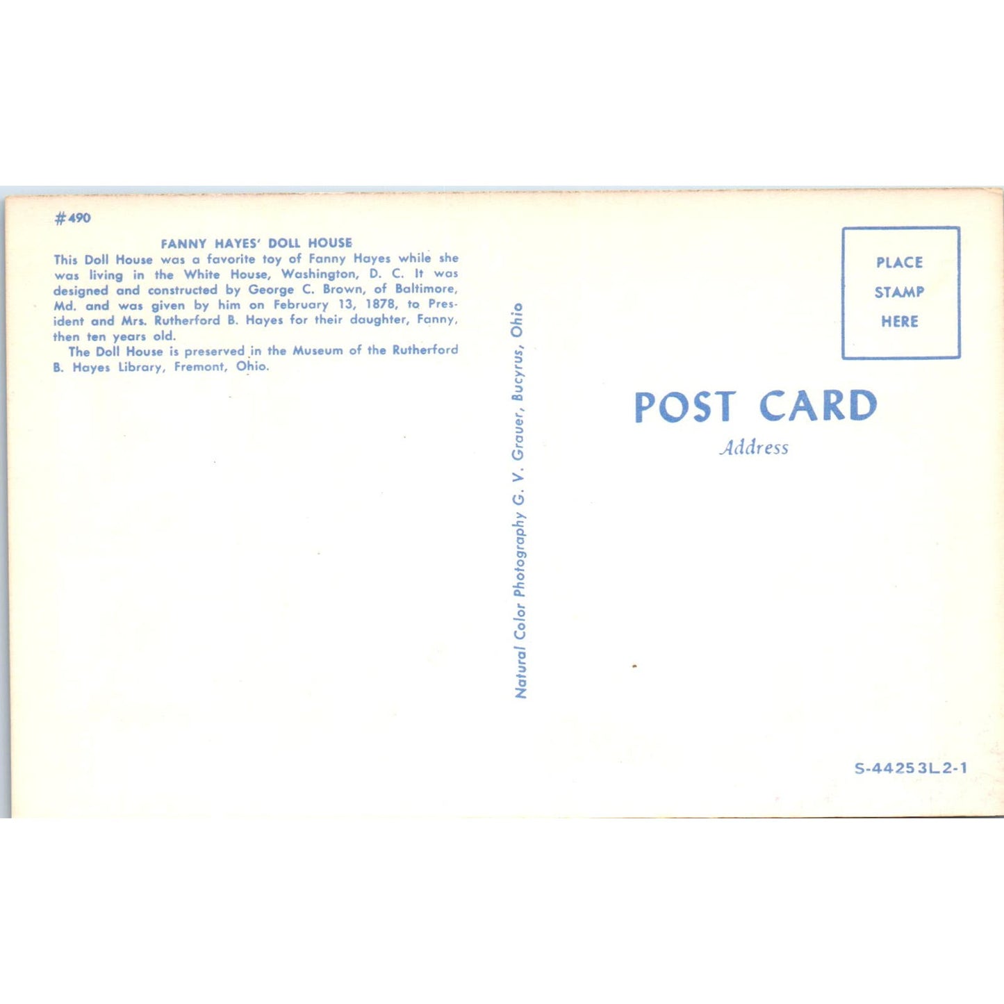 Fanny Hayes' Doll House Rutherford B. Hayes Library Fremont OH Postcard PB7