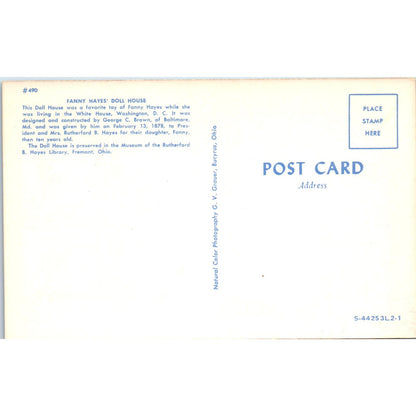 Fanny Hayes' Doll House Rutherford B. Hayes Library Fremont OH Postcard PB7