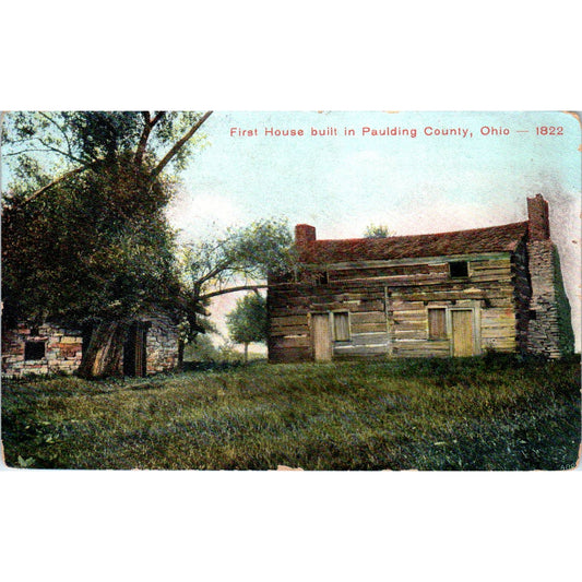 1908 Postcard First House Built in Paulding County OH TD8-O2