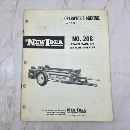 New Idea Operator's Manual S-201 No. 208 Power Take-Off Manure Spreader TJ9