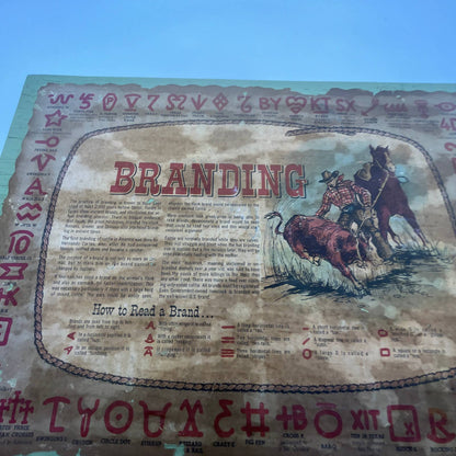 Vintage Rustic Country Western Cowboy Wall Art Branding Chart 10.75 x 15" TG2