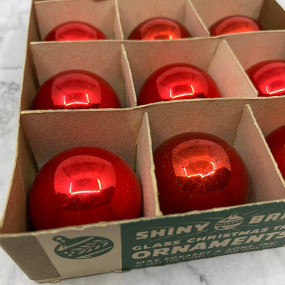 Shiny Brite 12 Vintage Mini Mercury Glass Ornaments With Original Box Red