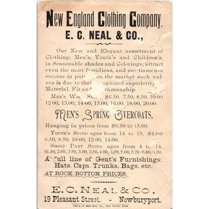 1880s Trade Card New England Clothing Company E.C. Neal & CO Newburyport SE3-3