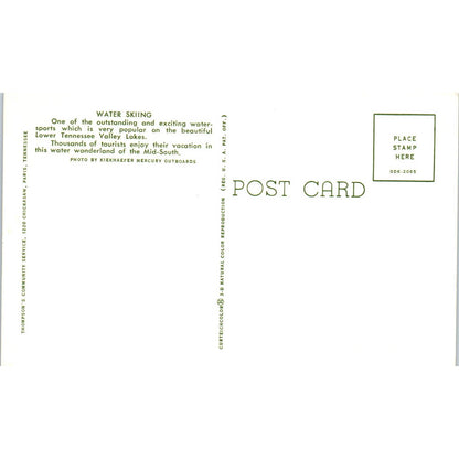 Kentucky Lake Water Skiing Lower Tennessee Valley Lakes Original Postcard TK1-24