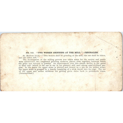 Two Women Grinding at the Mill Jerusalem - Antique Stereoview Card H3-2