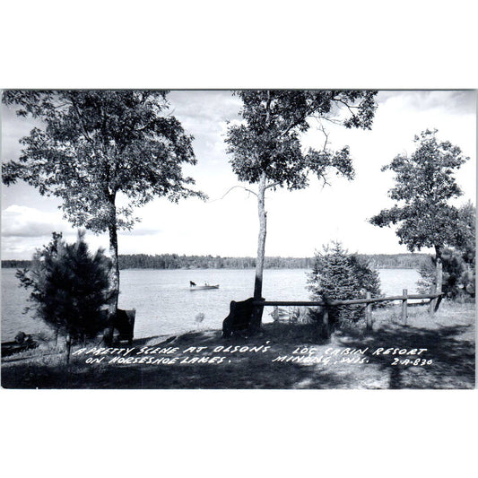 Olson's Resort Horseshoe Lakes Minong Beach Wisconsin RPPC Postcard TJ9-P3