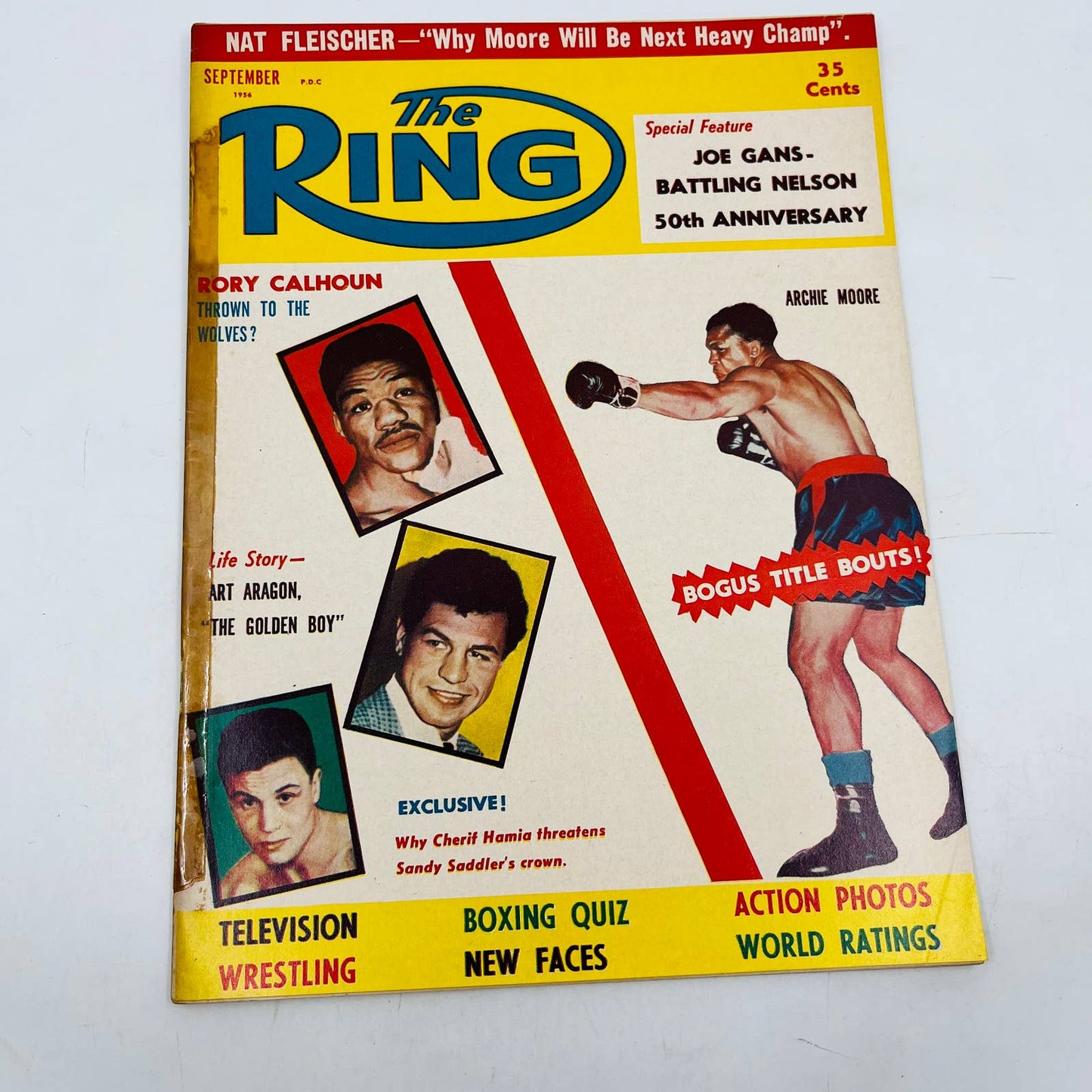 1956 Sept - The Ring Boxing Magazine Rory Calhoun Archie Moore Saddler TA5