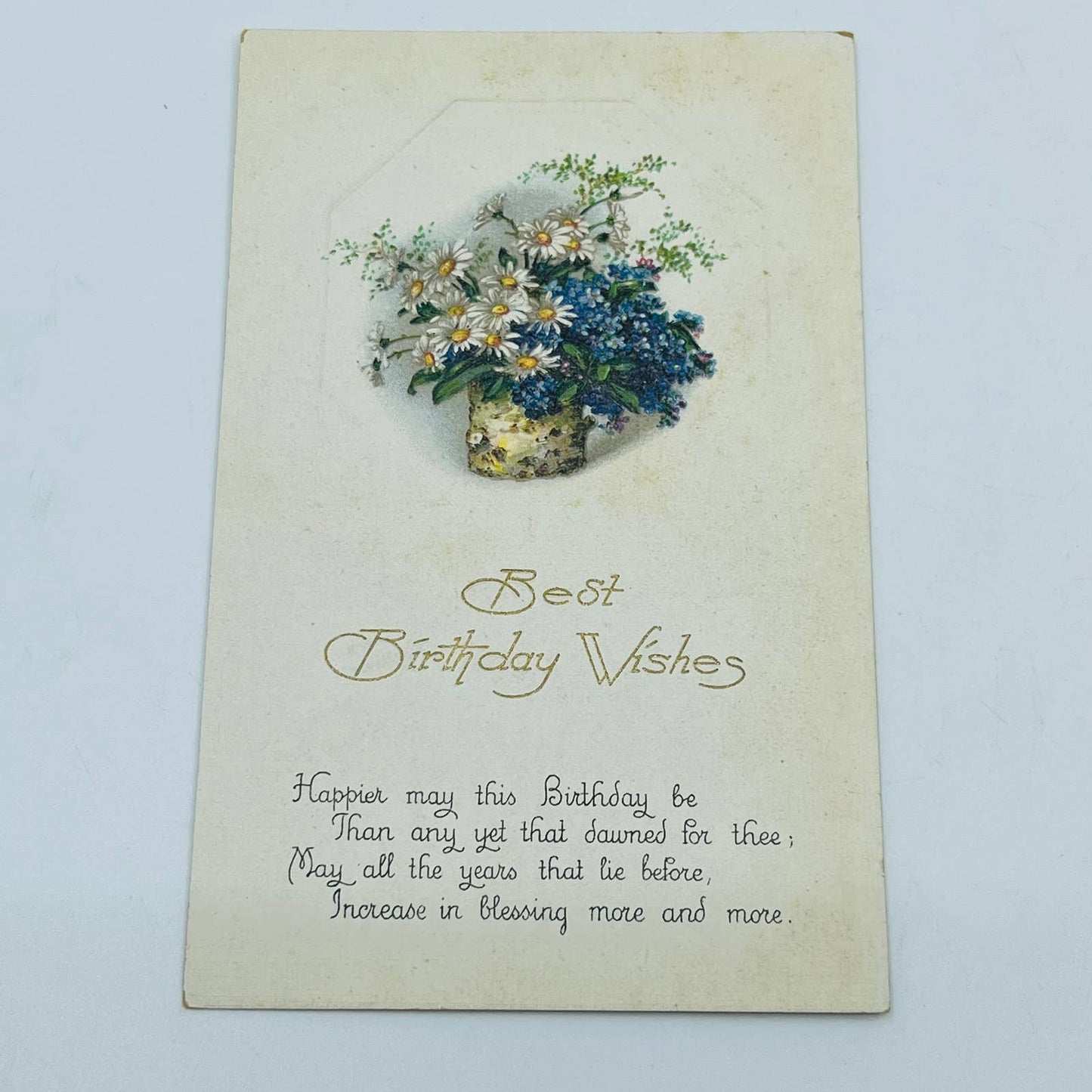 1910s Birthday Post Card WINSCH Back Daisies Forget Me Nots Poem PA5