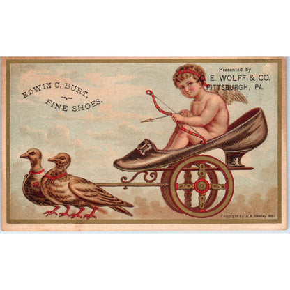 1880s Victorian Trade Card Edwin C. Burt Fine Shoes E. Wolff & Co Pittsburgh SF2