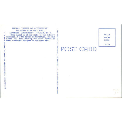 Cornell University Spirit of Adventure Mural Ithaca NY Original Postcard TK1-P13