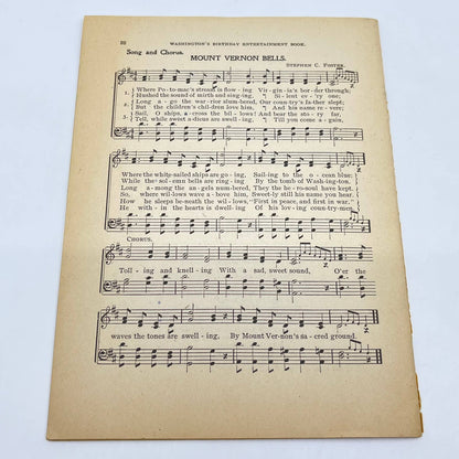 1908 Washington's Birthday Entertainment Book Songs Drills Concerted Pieces TF7