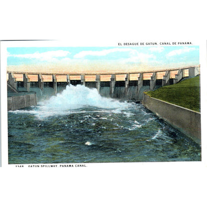 Gatun Spillway Panama Canal - Original Postcard TJ7-RP3