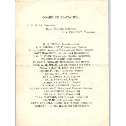 1934 Original Kendallville High School 55th Annual Commencement Program AD8