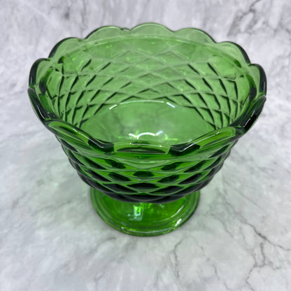 1960s Large Indiana Glass Green Pedestal Compote Dish Colony 5.5x6.5" TA2