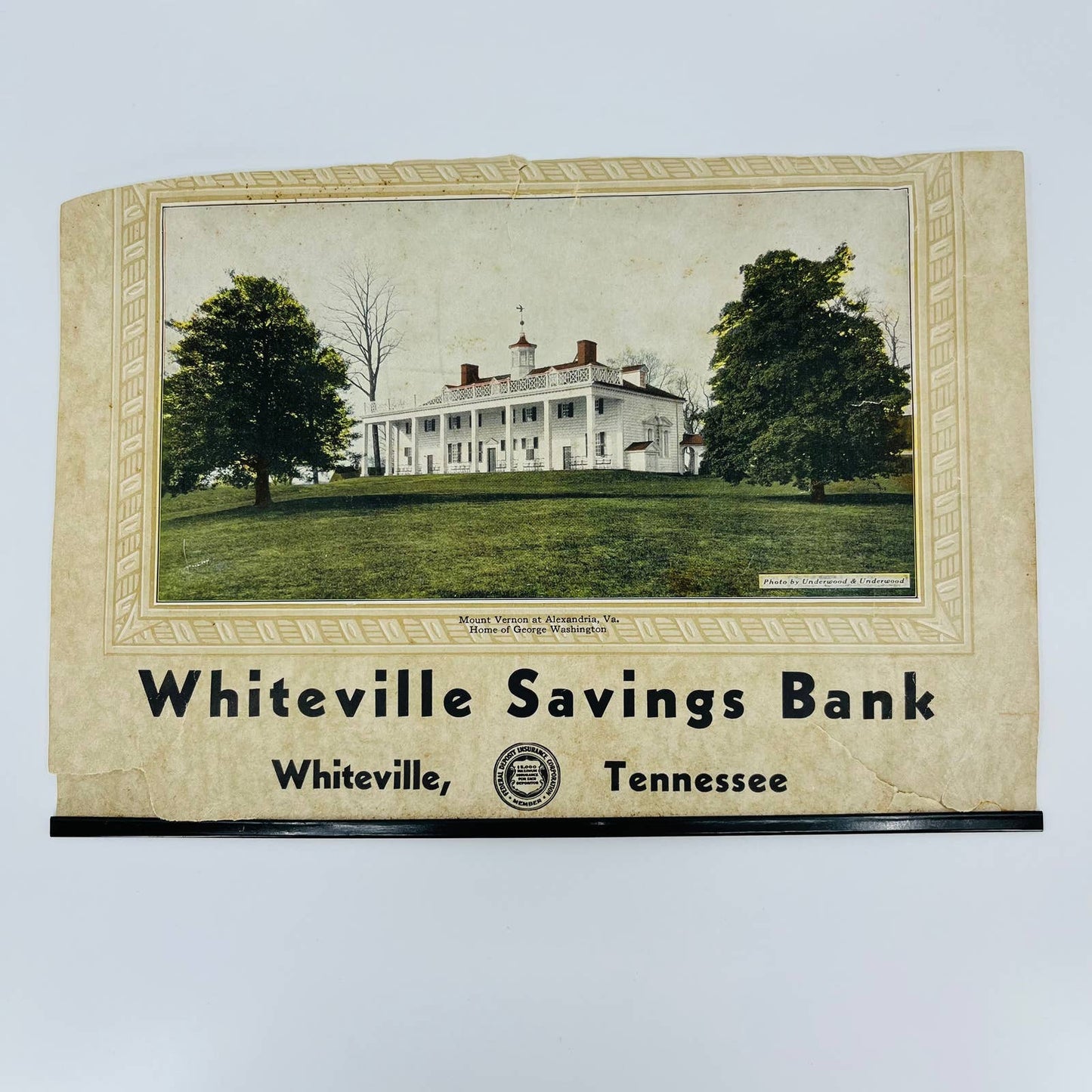 Vintage Lithograph Ad Whiteville Savings Bank Tennessee Mt. Vernon 8 x 11 C1