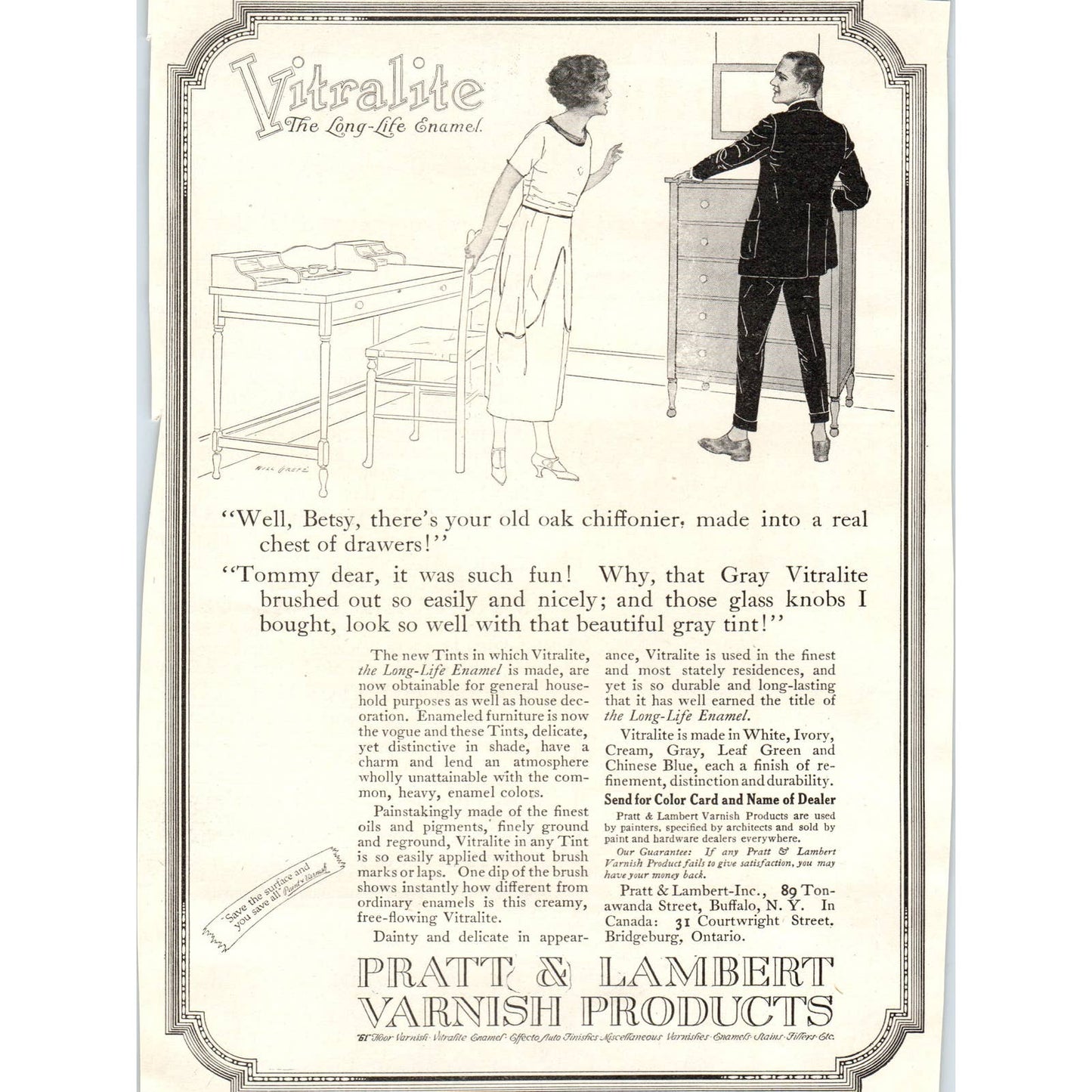 c1920 Harper's Ad Vitralite Enamel Pratt & Lambert Varnish Bridgeburg Ont TF6-1