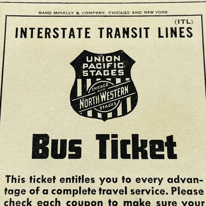 Union Pacific Stages Chicago Northwestern Bus Ticket Round Trip  Los Angeles C5