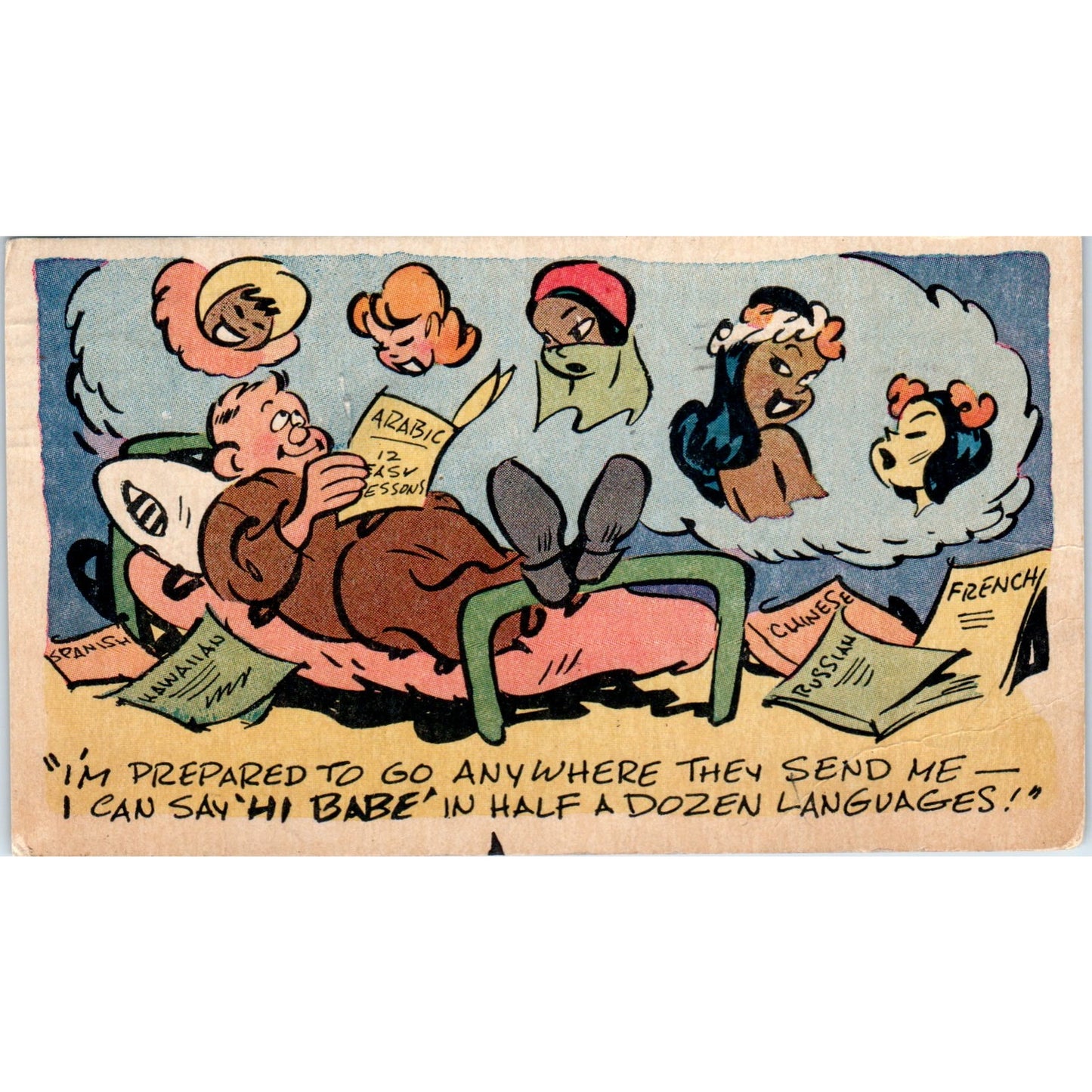 1943 WW2 R.H.D. Corp U.S. Army Comic Original Postcard P1-13-2