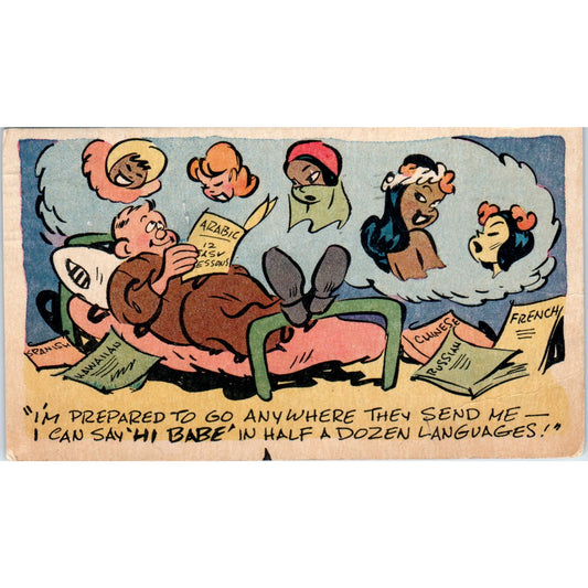 1943 WW2 R.H.D. Corp U.S. Army Comic Original Postcard P1-13-2