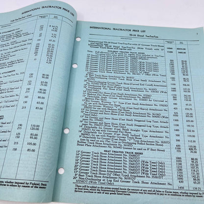 1938 International Harvester TracTracTors and Attachments Price List TF8