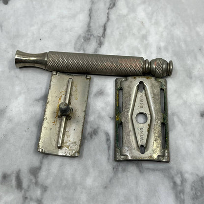 Vintage 1950s Silvertone Metal Gillette Ball End Safety Razor SE6-2