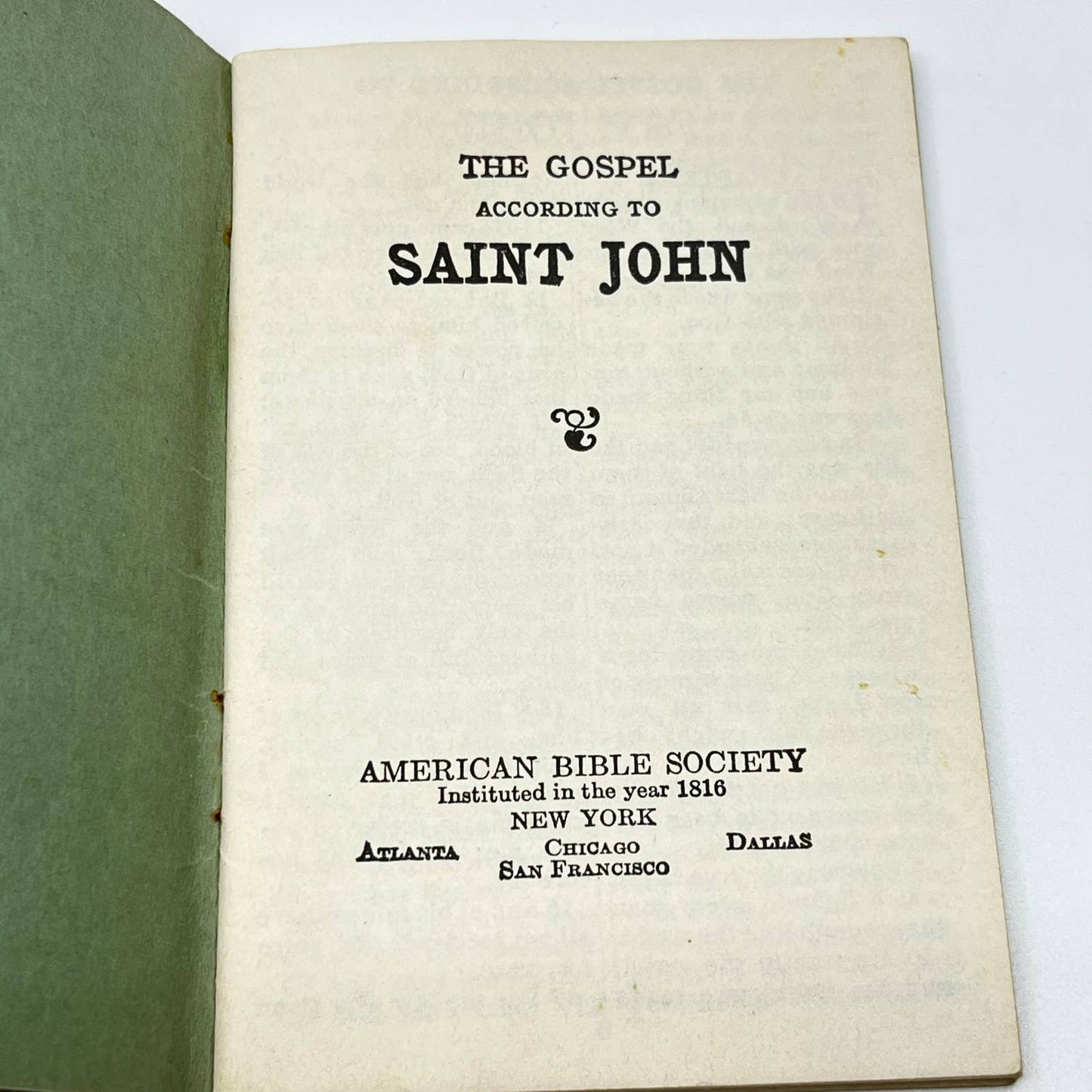 1940s The Gospel According to St. John Pocket Book American Bible Society TF7