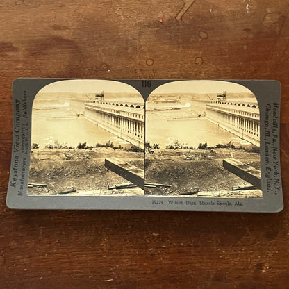 Wilson Dam, Muscle Shoals Alabama Antique Stereoview Card H2-2