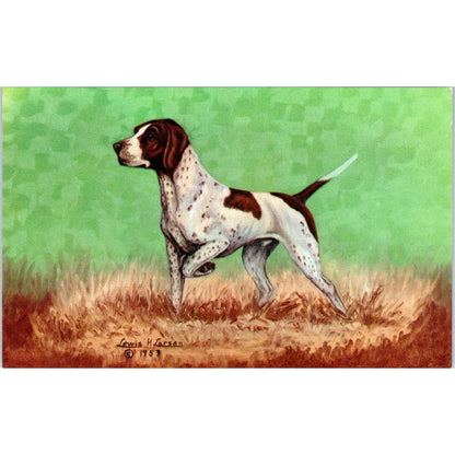Lewis H. Larsen 1953 Pointer Dog Painting Original Postcard TK1-27