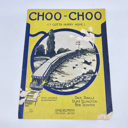 1924 Sheet Music CHOO-CHOO (I Gotta Hurry Home) Duke Ellington Bob Schafer TF9