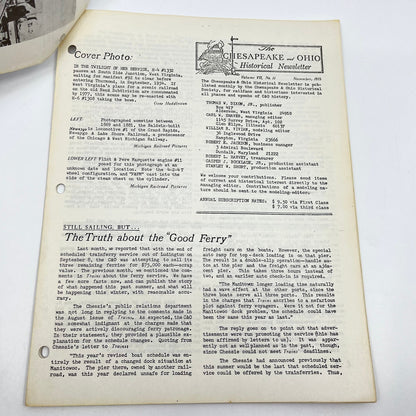 1975 Nov Chesapeake and Ohio Historical Newsletter C&O RR Thomas Dixon WV M1-2