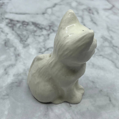 Vintage MCM Hand Painted White Kitty Cat Bone China Figurine 2.5” SE1