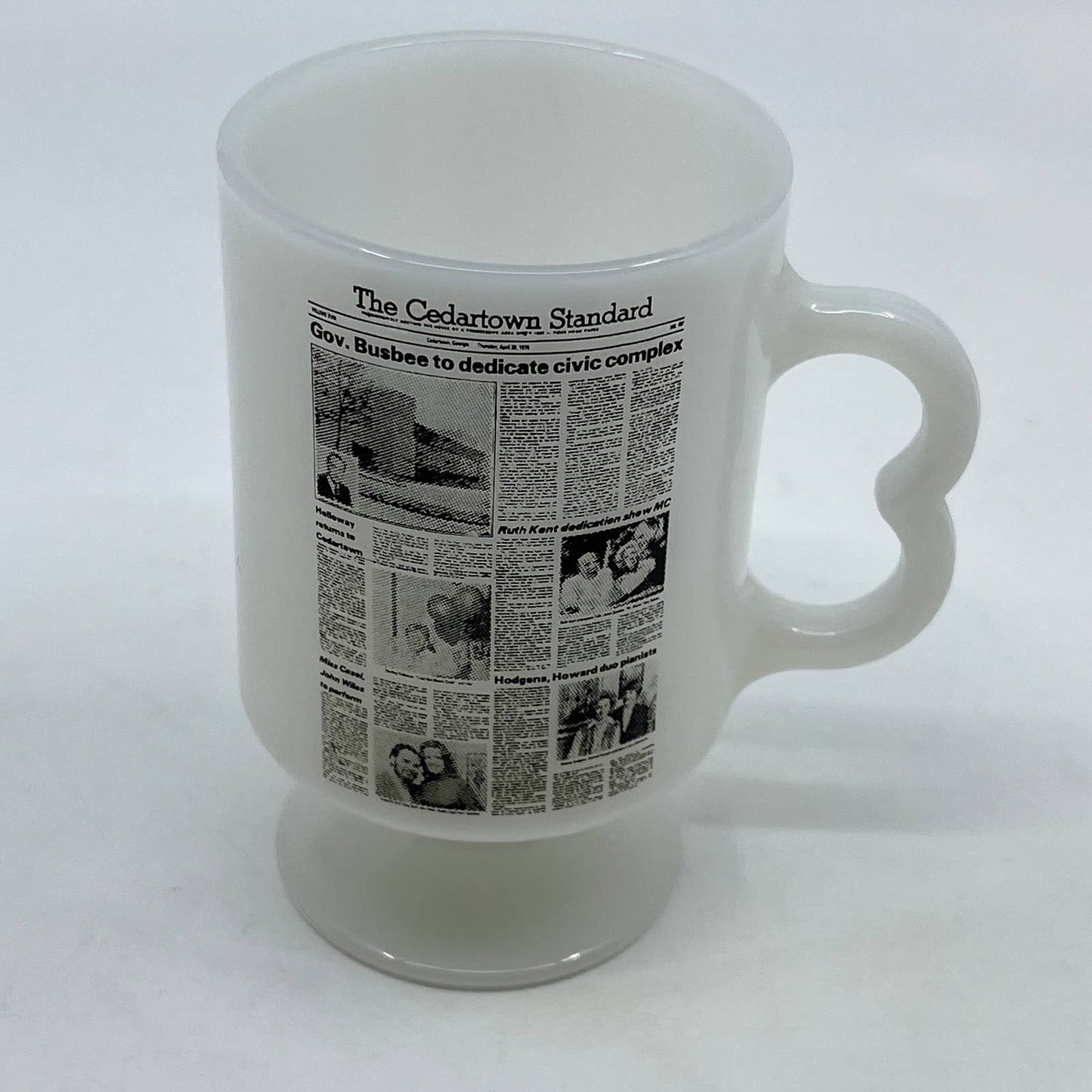 1970s Cedartown Standard GA Busbee to Dedicate Civic Complex Milk Glass Mug TC3