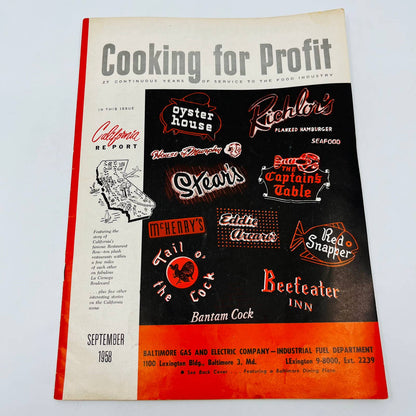 Sep 1958 Cooking For Profit Magazine for Restauranteurs The Five Lanterns CA BA2