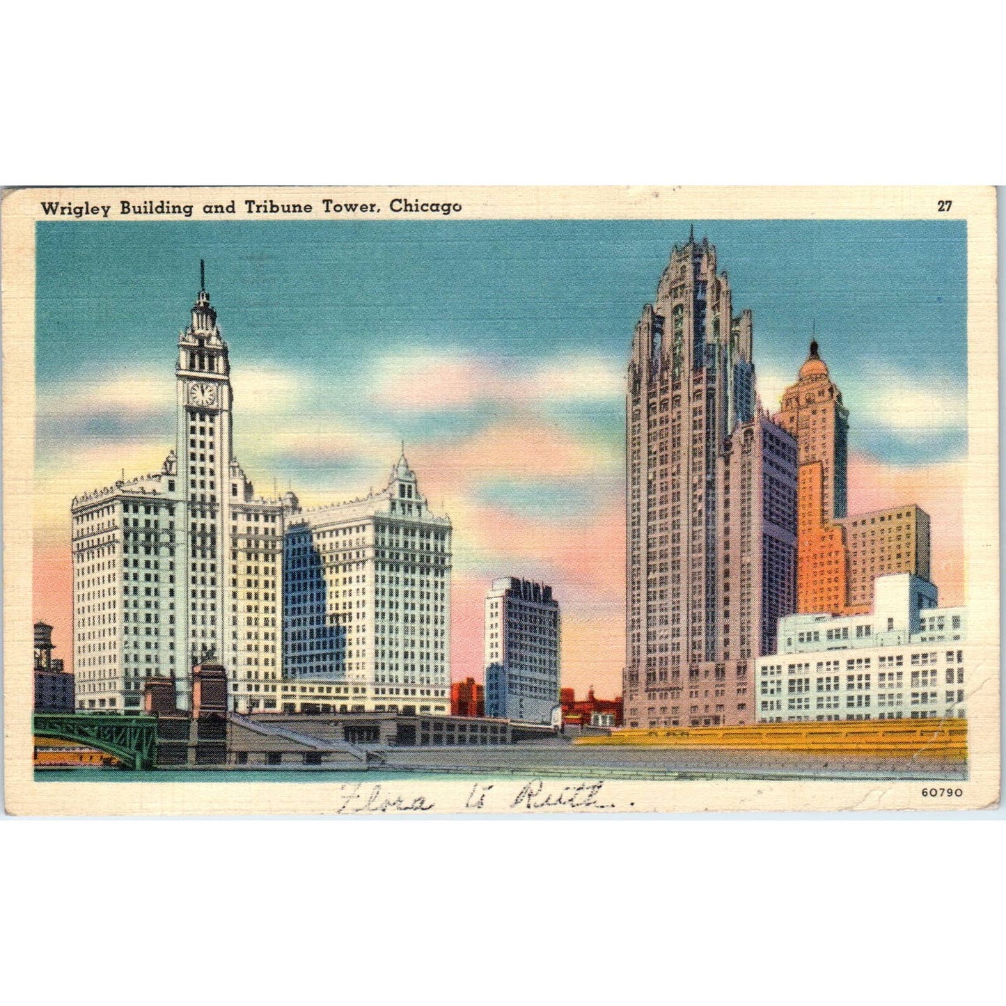 Vintage Postcard Wrigley Building and Tribune Tower Chicago EA3