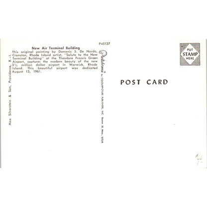 New Air Terminal Building Domenic S De Nardo Warwick RI Original Postcard TK1-20