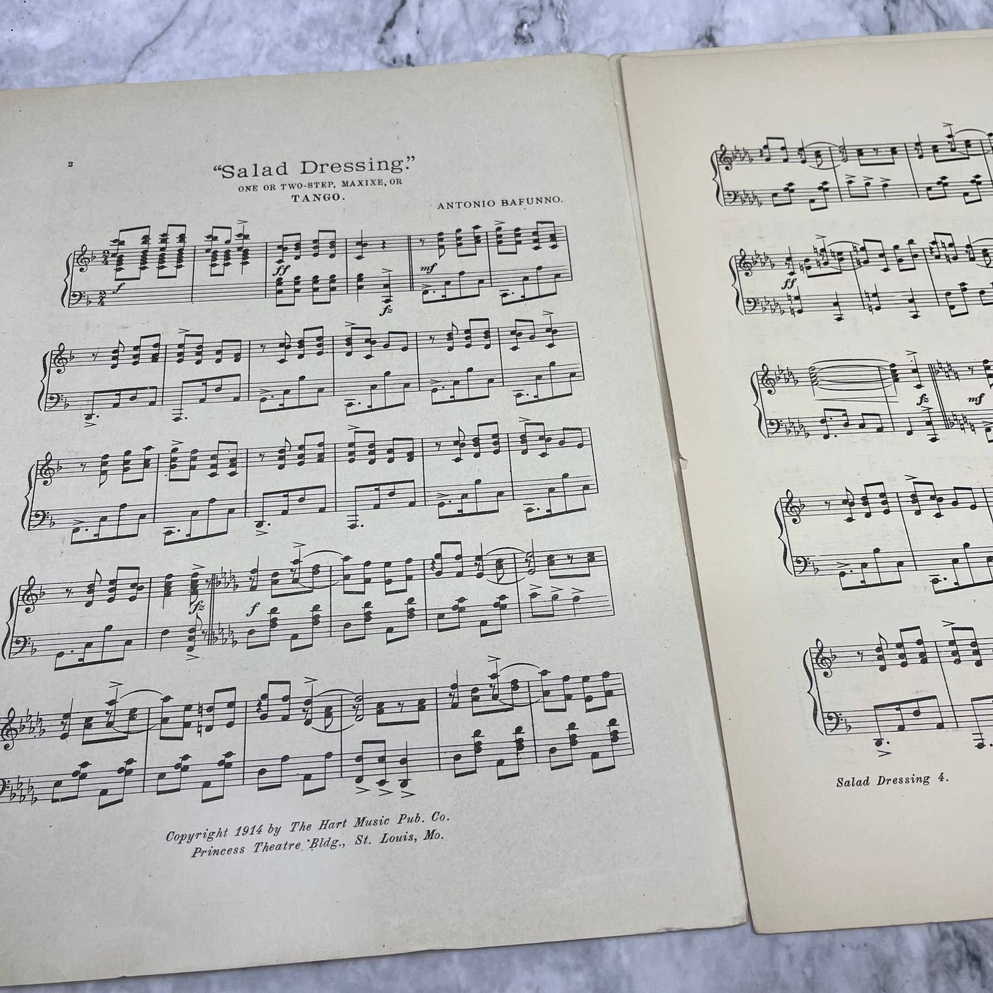 1914 Sheet Music - Salad Dressing - Antonio Bafunno TI1