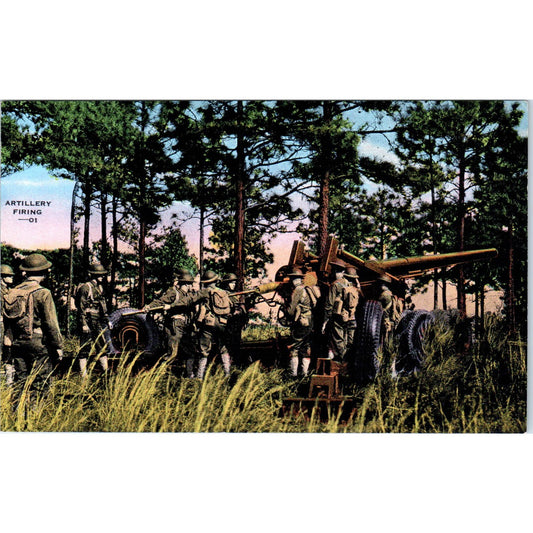 Vintage Postcard WWI Tinted Artillery Firing EA3-2