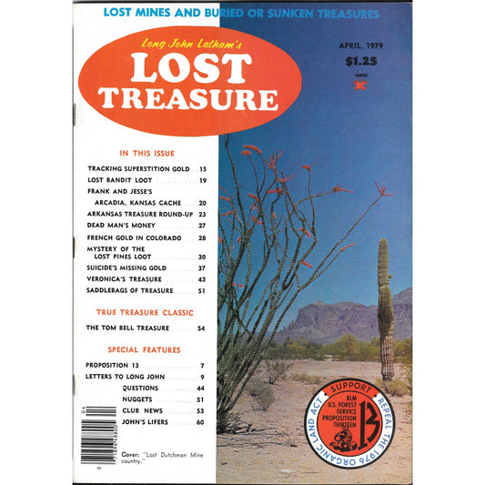 Long John Lathams Lost Treasure Magazine Lost Mines, Buried, Sunken Apr 1979 M1