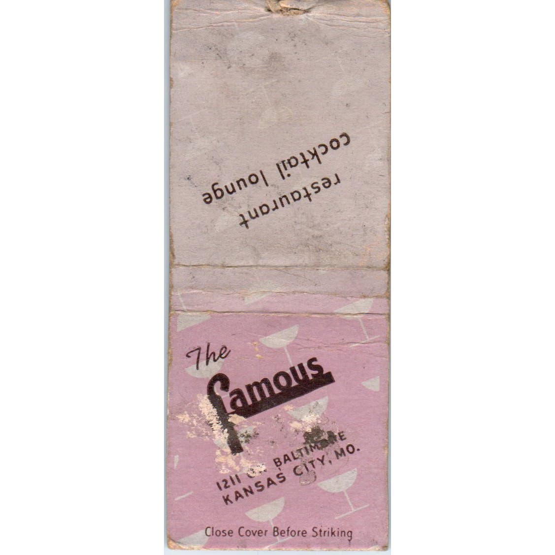 The Famous Restaurant Kansas City MO Advertising Matchbook Cover SA9-M5