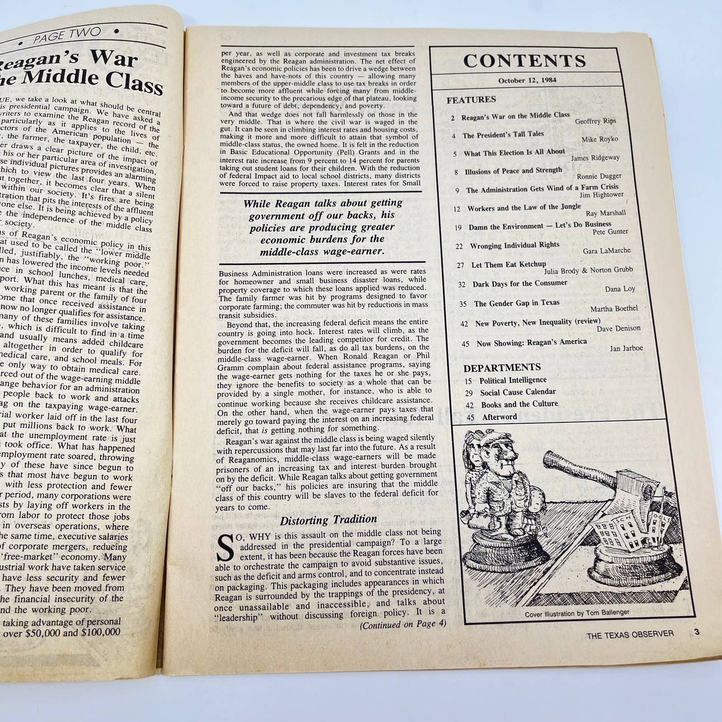 1984 October - The Texas Observer Magazine - Ronald Reagan Caricature TF7