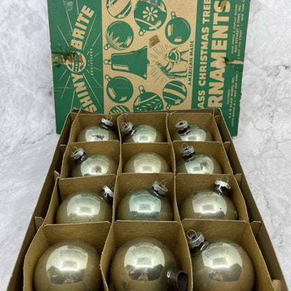 Shiny Brite 12 Vintage Mercury Glass Ornaments w/ Original Box Silver New Jersey