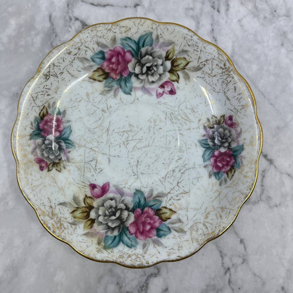 Vintage Fine China Saucer ONLY Fruit Pure Gray Rose Gold Fleck Scallop TA7-10