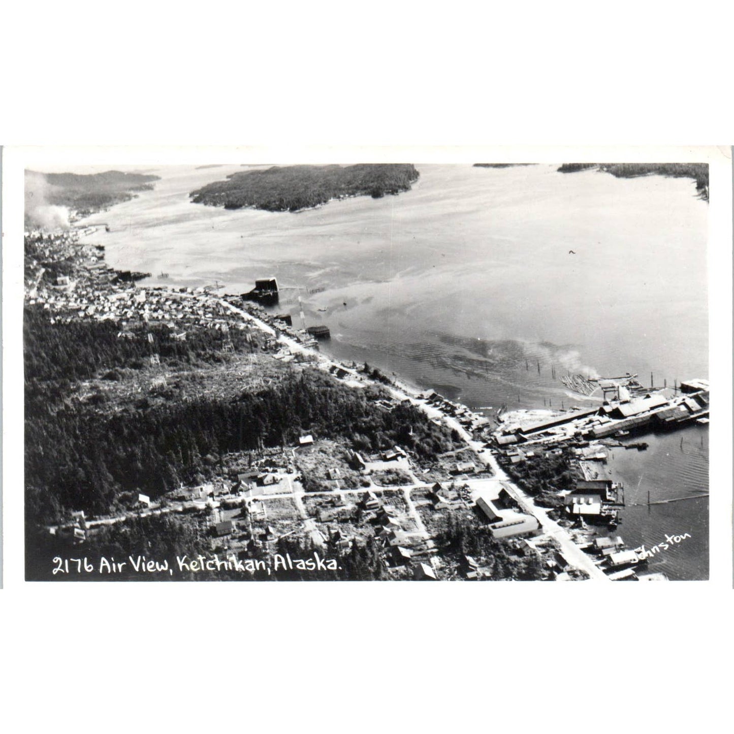 1956 Air View of Ketchikan Alaska Original Postcard TK1-30
